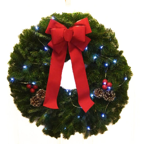 Classic Pre-Lit 24in Christmas Wreath - 48LongStems.com