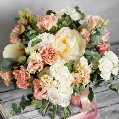 Peach and Cream Wedding Bouquet - 48LongStems.com