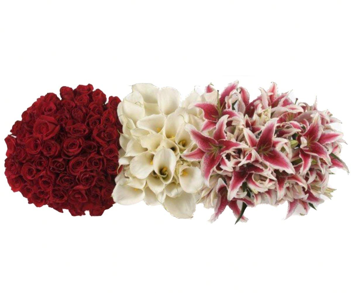 red roses and white calla lilies wedding bouquet Roses, Calla Lilies, Oriental Lilies Combo Box – 48LongStems.com