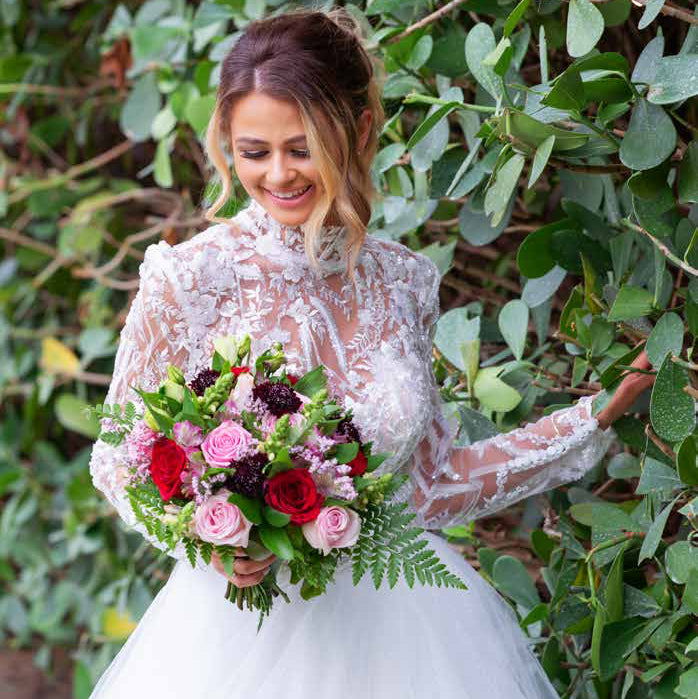 Scarlet Serenade Pre-Made Wedding Bouquets - 48LongStems.com