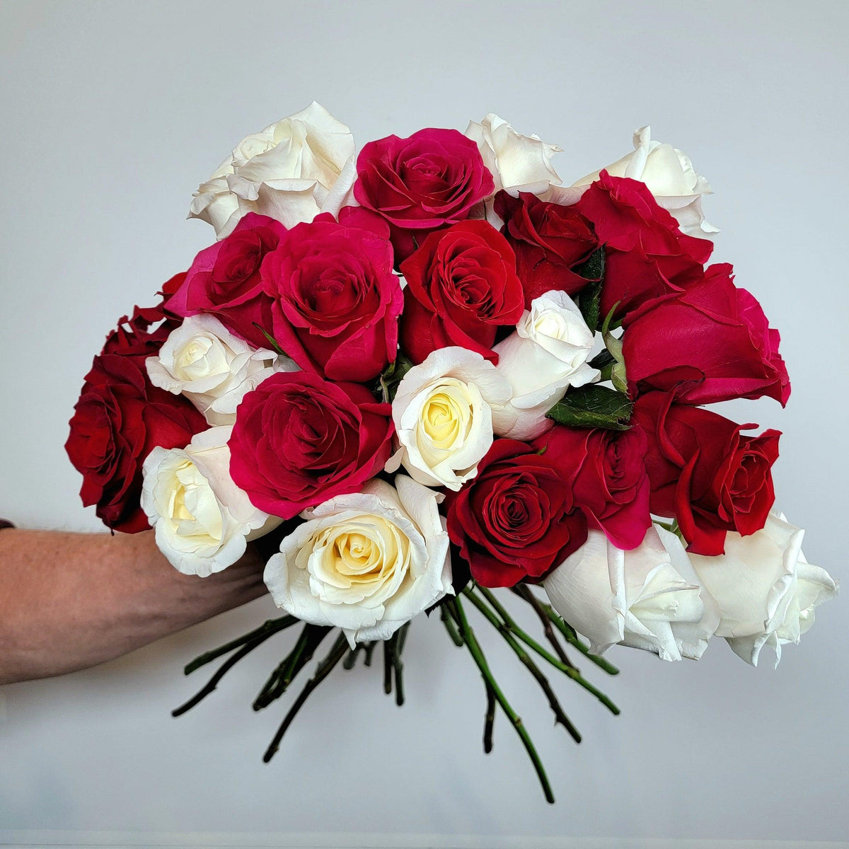 Hugs and Kisses Bouquet | Red and White Assorted Rose Bouquet ...