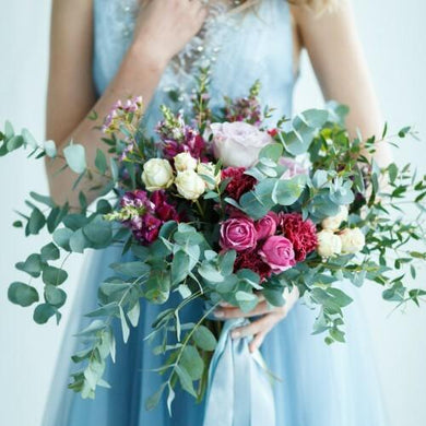 Beautiful Blue and Burgundy Wedding Bouquet - 48LongStems.com