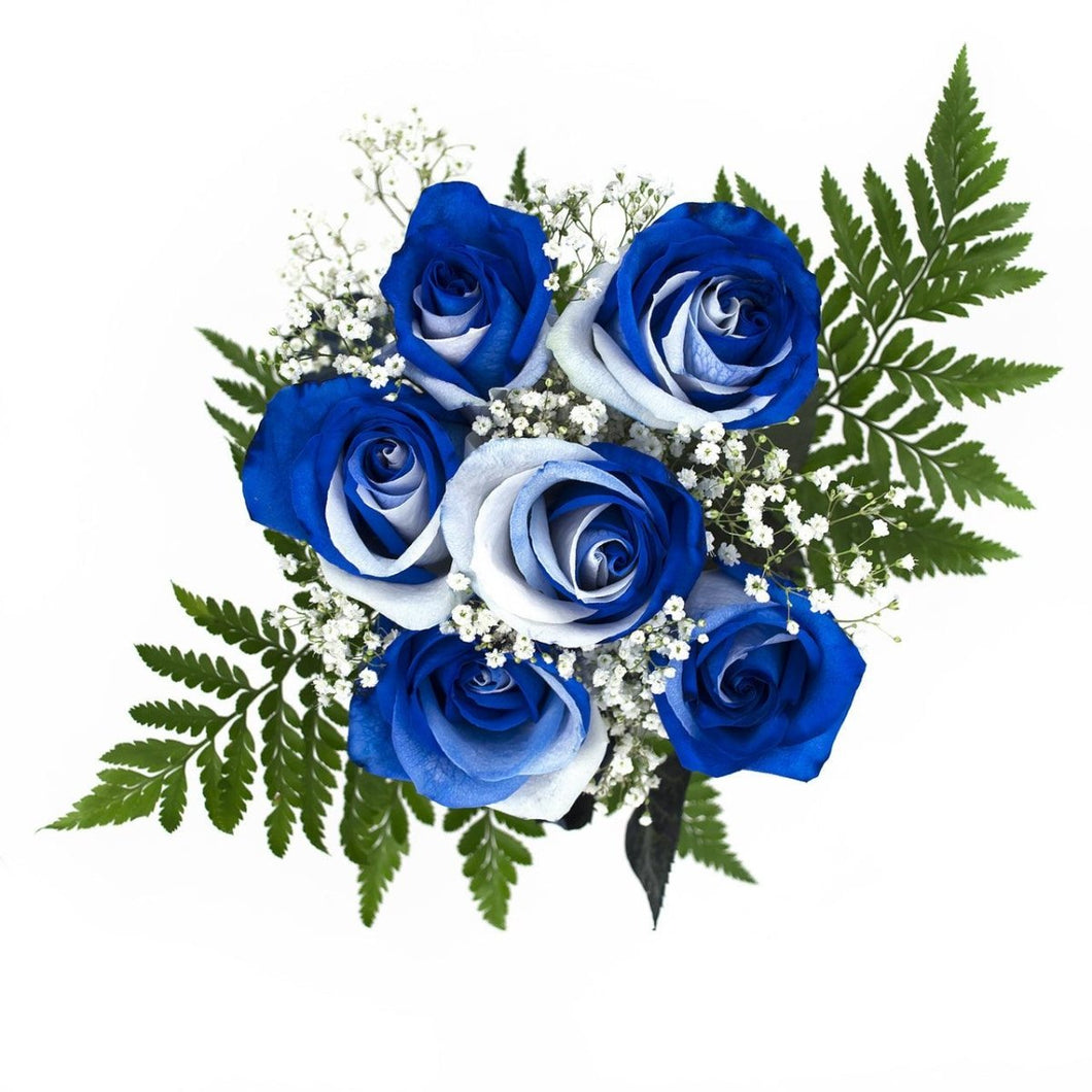 Blue and White Dyed Rose Bouquet 6-Stem - 48LongStems.com