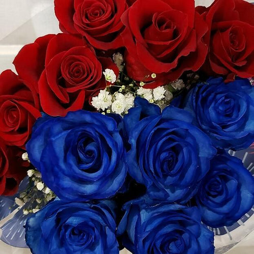 Patriotic Red and Blue Rose Bouquet - 12 Stem - 48LongStems.com
