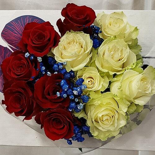 Patriotic Red White and Blue Rose Bouquets - 12 Stem - 48LongStems.com