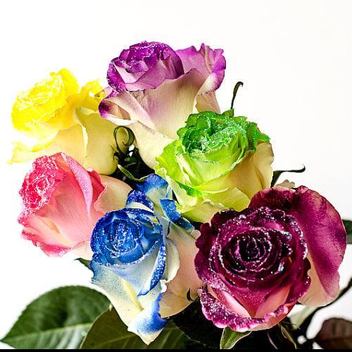 Sparkly Rainbow Roses 50 Till 99 Rainbow Roses | Choose Your Number