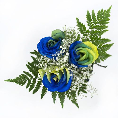 Yellow, Green and Blue Dyed Rose Bouquet 3-Stem - 48LongStems.com